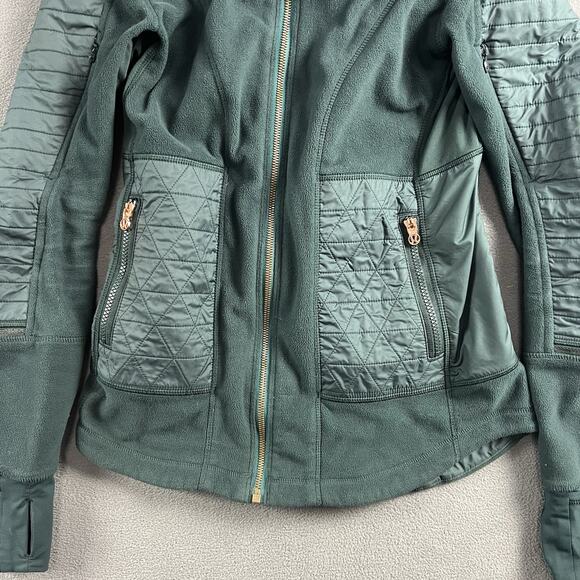 Lululemon Jacket And Womens 4 Green Fleecy Keen Quilted Full Zip Hooded - Picture 3 of 7